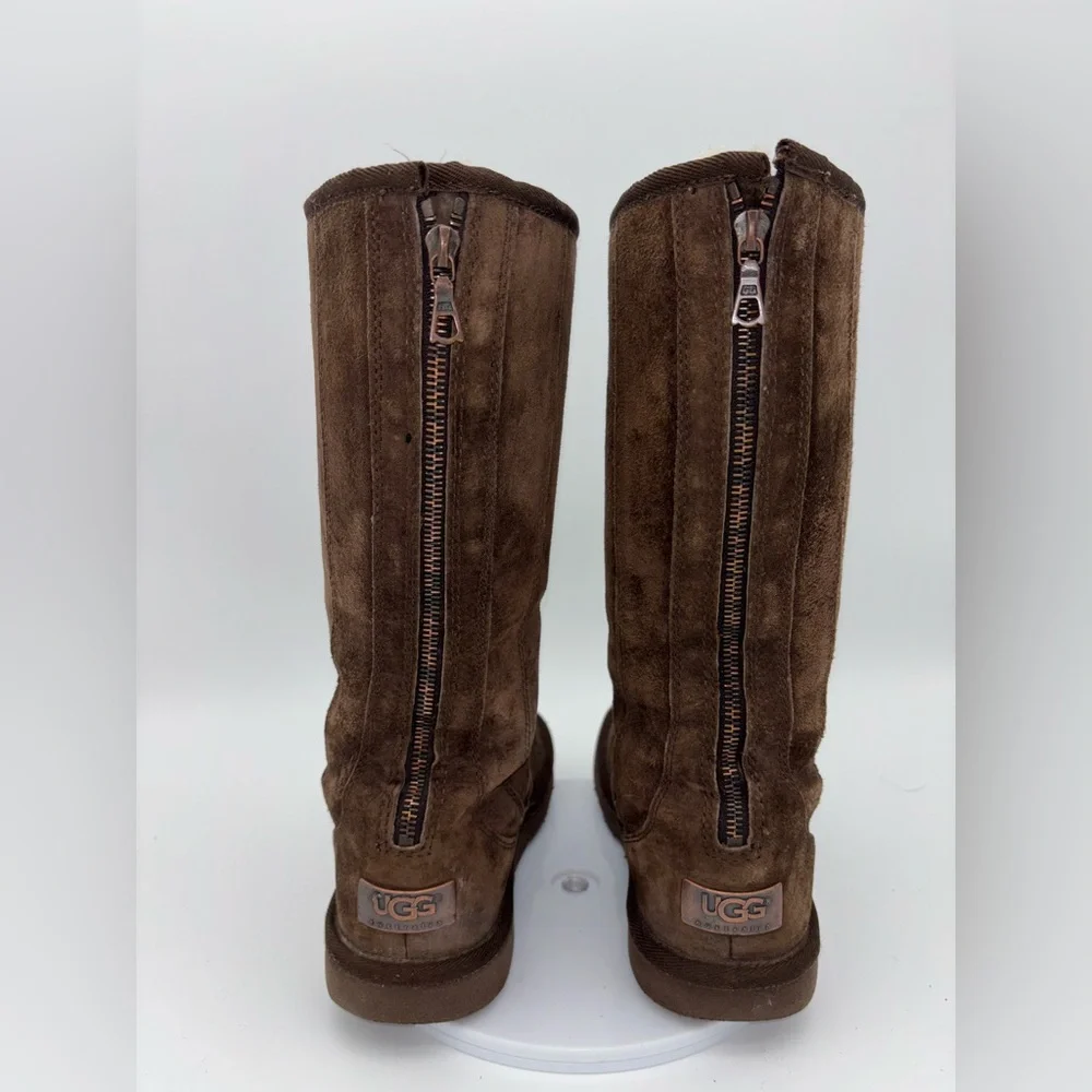 UGGS Knightsbridge Brown Boot Sheepskin Suede Tall Shoe Classic Leather Womens 7